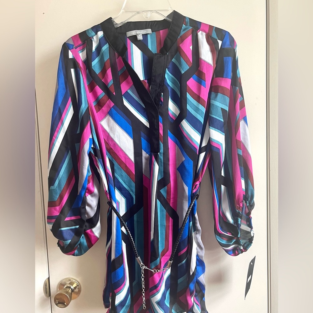 NY Collection Women Blouse w belt M NWT